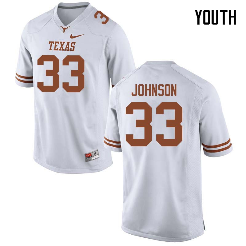 Youth #33 Gary Johnson Texas Longhorns College Football Jerseys Sale-White